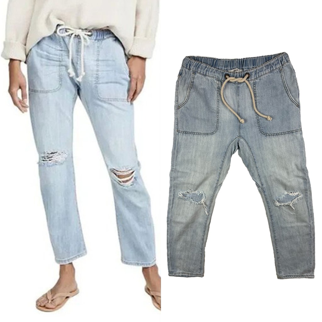 One Teaspoon Shabbies Drawstring Boyfriend Jeans Blue Slouchy Cargo Denim Jogger